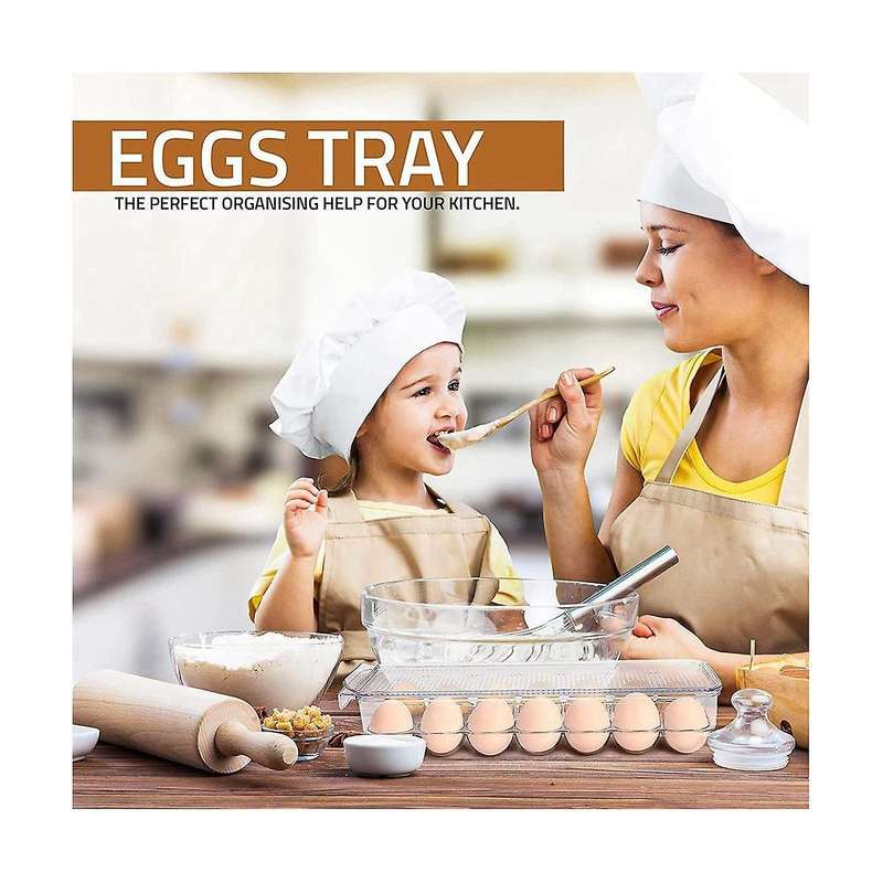 Egg Container 14 Egg Container with Lid & Handle, Egg Holder for Refrigerator, Egg Storage & Egg Tr