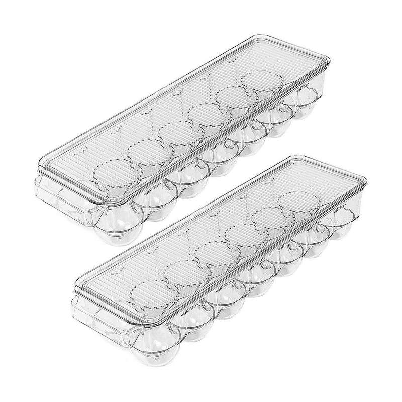 Egg Container 14 Egg Container with Lid & Handle, Egg Holder for Refrigerator, Egg Storage & Egg Tr