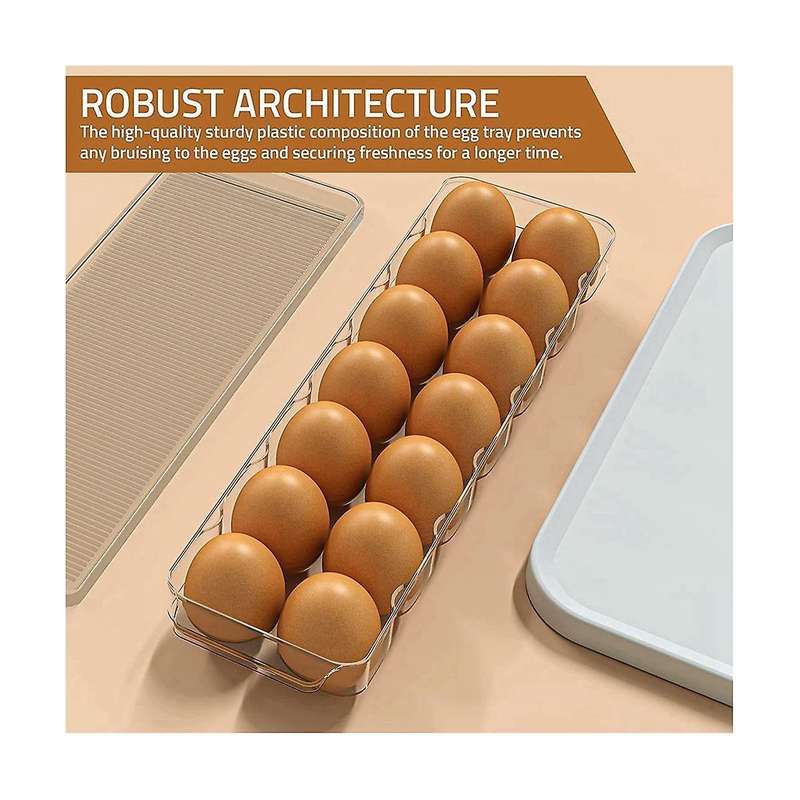 Egg Container 14 Egg Container with Lid & Handle, Egg Holder for Refrigerator, Egg Storage & Egg Tr