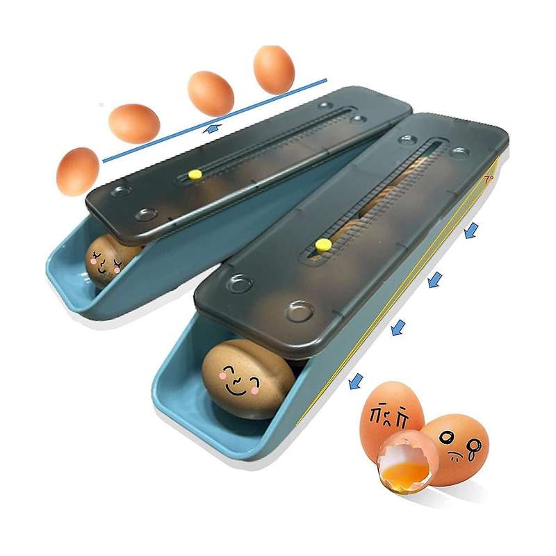 Egg Box for Refrigerator Automatic Rolling with Date Reminder, Egg Holder Storage Box Drawer, Stora