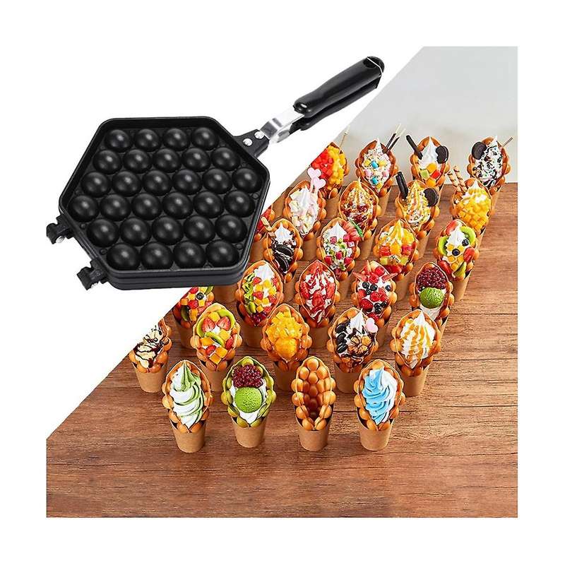 Egg Bubble Cake Baking Pan Mold Eggettes Iron Aluminum Hongkong Waffle Pan Mould Non-stick Coating D