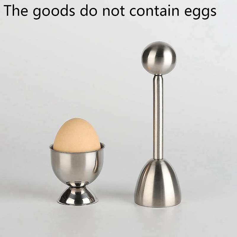Egg Cups for Soft Boiled Eggs, Egg Topper Set Stainless Steel Shell Remover Separator Cutter for Ki