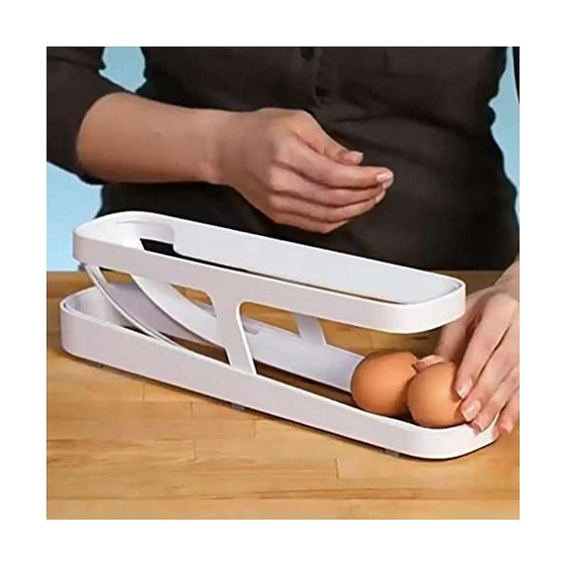 Egg Dispenser, Automatic Rolling Egg Container, 2 Tier Egg Dispenser, Space Saver for Freezer, 4-pa