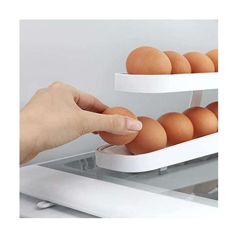 Egg Dispenser, Automatic Rolling Egg Container, 2 Tier Egg Dispenser, Space Saver for Freezer, 4-pa