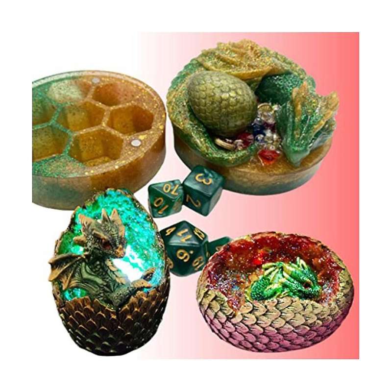 Egg Mold, 2 Styles Of Resin Animal Molds with Finely Carved Dragon Scale Design, 3d Dinosaur Silic