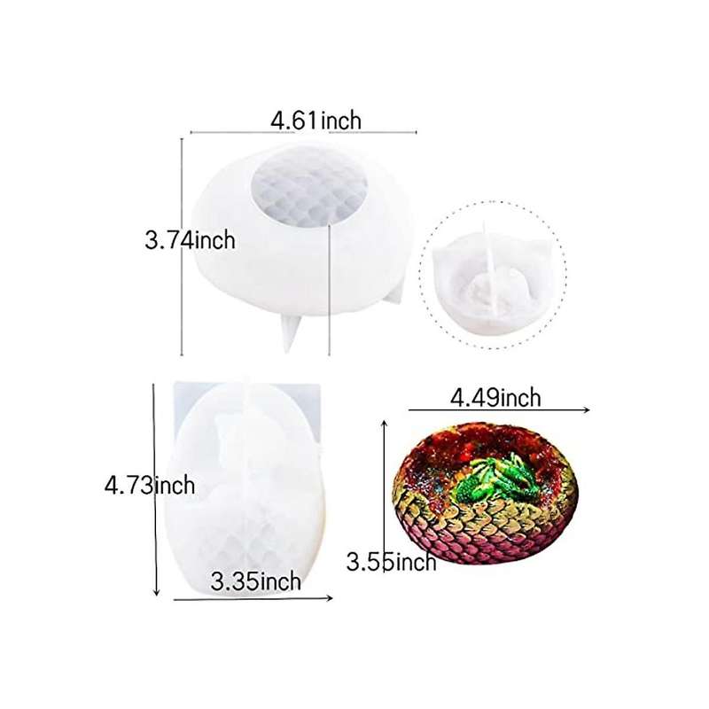 Egg Mold, 2 Styles Of Resin Animal Molds with Finely Carved Dragon Scale Design, 3d Dinosaur Silic