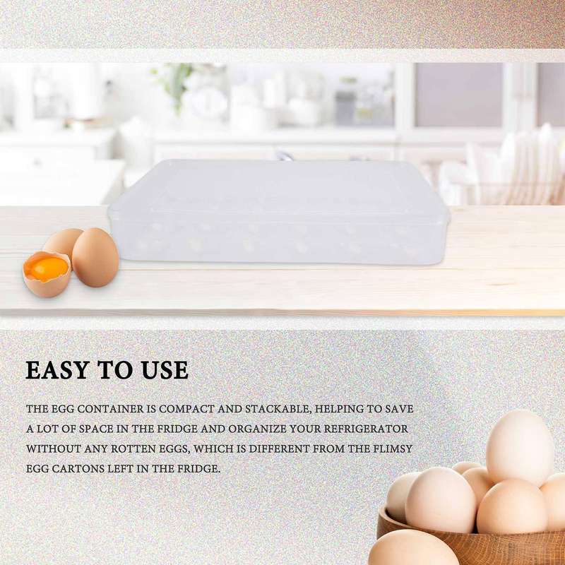 Egg Holder Compatible Refrigerator, Deviled Egg Tray Carrier with Lid Fridge Egg Storage Stackable P