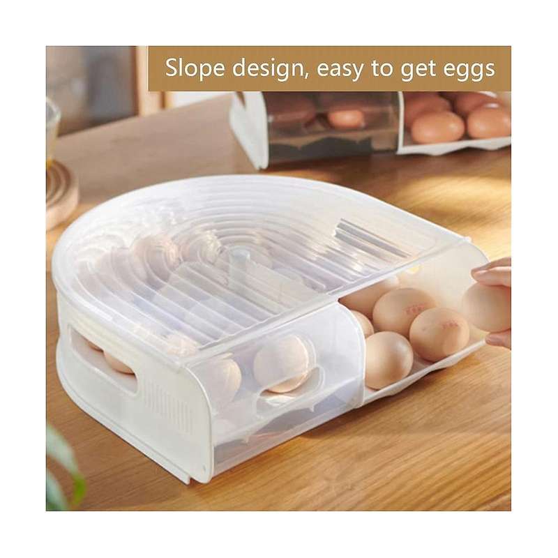Egg Holder for Refrigerator, U-shaped Egg Drawer Refrigerator, Stackable Egg Storage Container For
