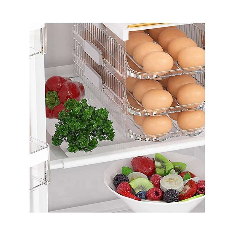 Egg Holder for Refrigerator Egg Storage Container with Handle Rolling Egg Organizer for Refrigerato