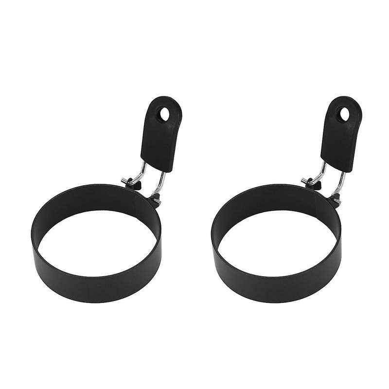 Egg Rings Set of 2 with Silicone Handle, Large Ring for Frying Eggs, Round Mold for English Muffins