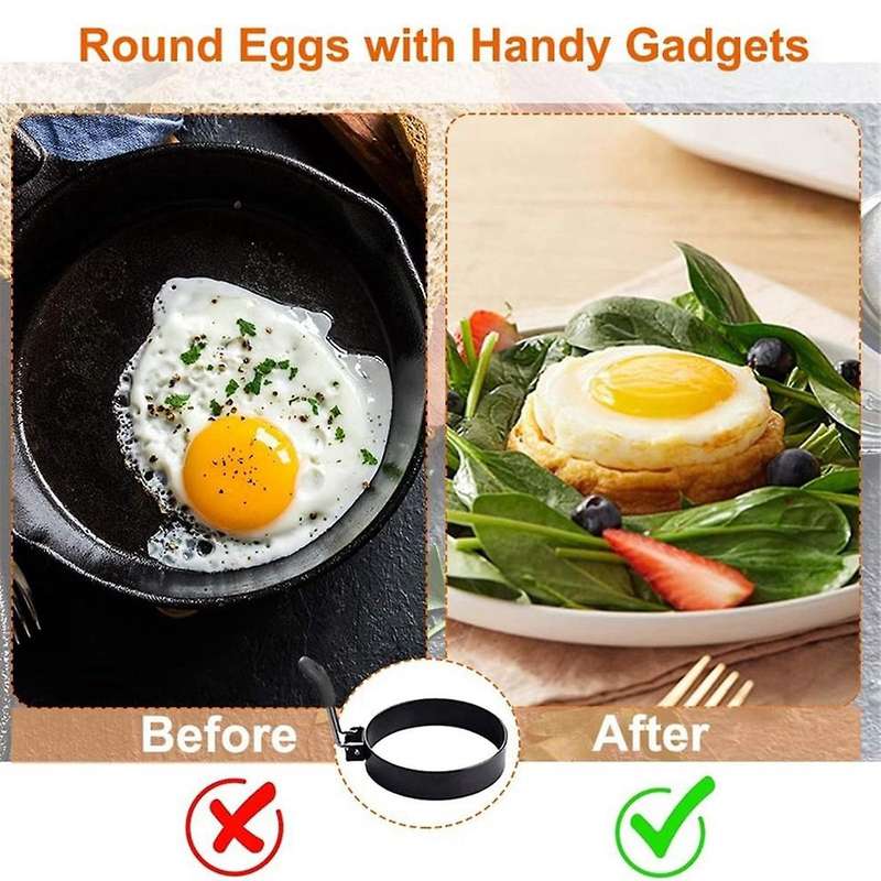 Egg Rings Set of 2 with Silicone Handle, Large Ring for Frying Eggs, Round Mold for English Muffins