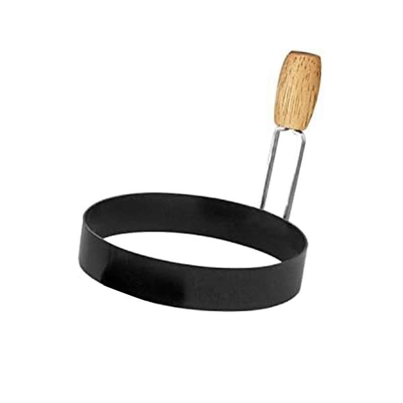 Egg Ring with Wooden Handle, -Ring for Frying Eggs, Round Mold for Muffins - Griddle Cooking Shaper