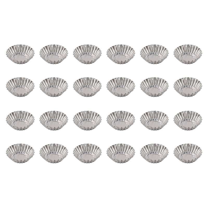 Egg Tart Molds, Non-stick and Reusable Tart Pan for Baking, Aluminum Mini Mould for Tarts, Mini Cak