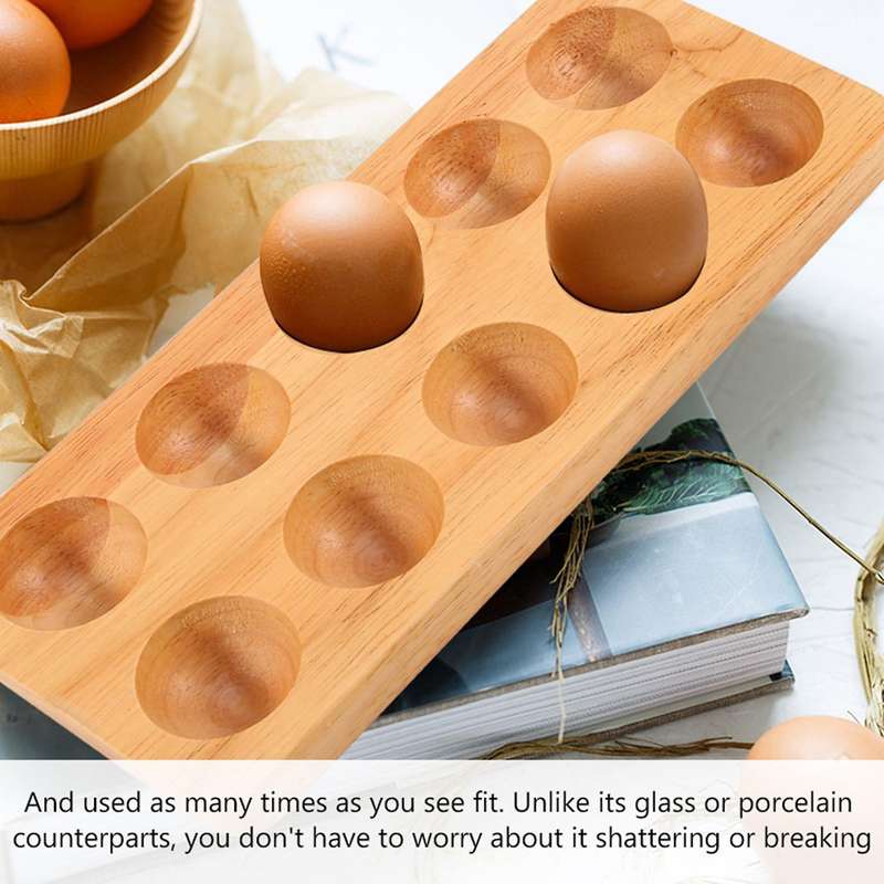 Egg Tray Wooden Egg Holder for Eggs Usable In Kitchen Refrigerator, Or Countertop for Display Or