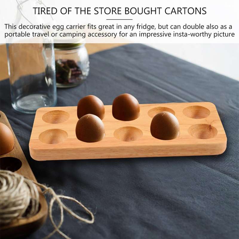 Egg Tray Wooden Egg Holder for Eggs Usable In Kitchen Refrigerator, Or Countertop for Display Or