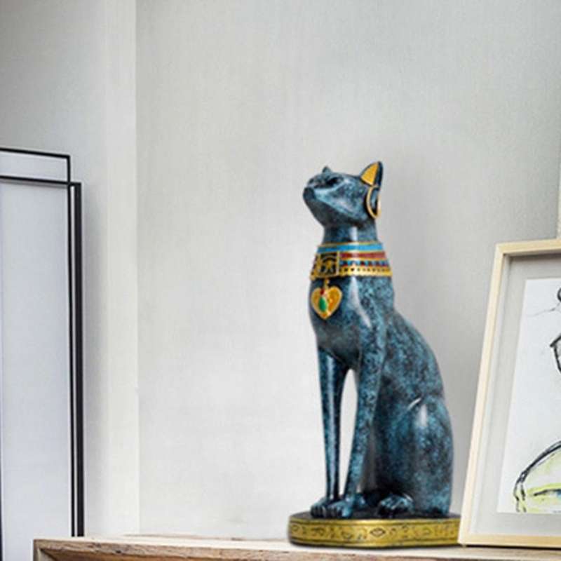 Egyptian Cat Resin Craft Decor Modern Goddess God Pharaoh Figurine Statue for Table Ornaments Gift