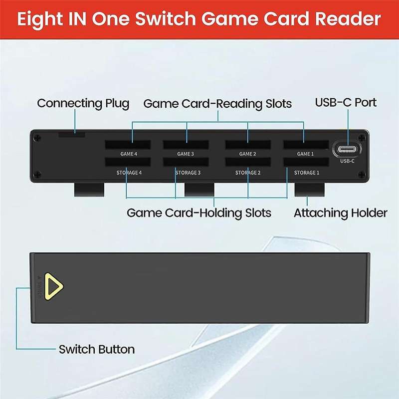 Eight in One Docking Station for Switch Console - Multifunction Cassette Port Replica