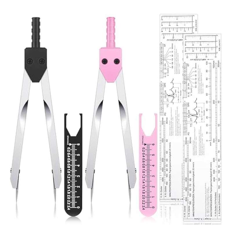 EKG Calipers and EKG Ruler Set ECG Calipers Drafting Electrocardiogram Divider ECG Calipers Measuri
