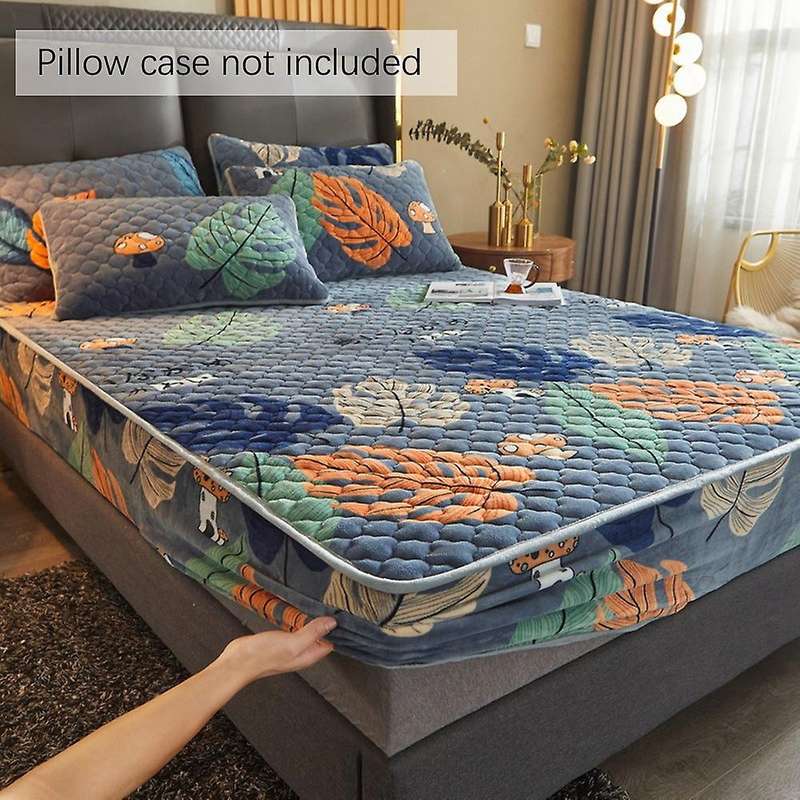 Elastic Fitted Sheet,Soft Winter Warm Milk Velvet Bed Sheet, Double Queen Size Flannel Bed Mattress