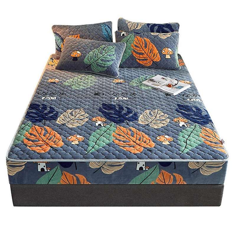 Elastic Fitted Sheet,Soft Winter Warm Milk Velvet Bed Sheet, Double Queen Size Flannel Bed Mattress