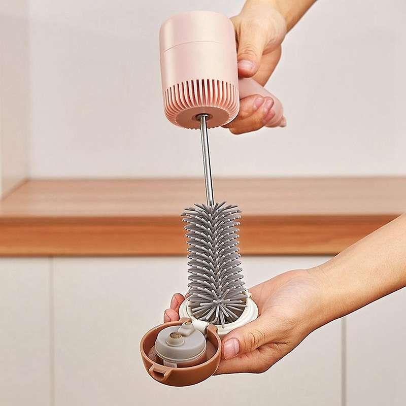 Electric ,Electric Bottle Cleaner Brush,Spiral Brush,for Water Glass,Wine Glass,Pitcher,Cups, Green