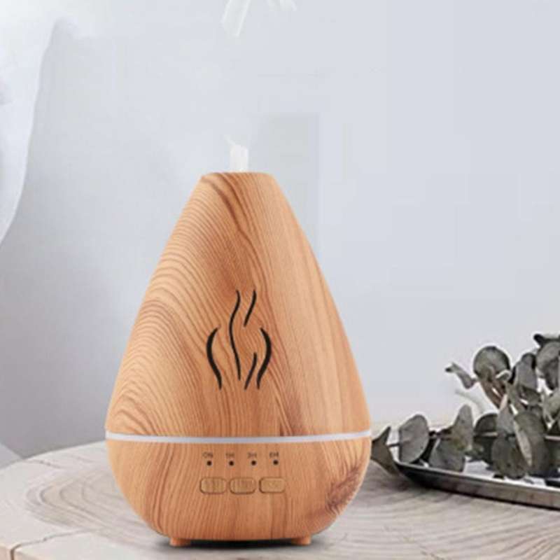 Electric Air Humidifier, Wood Grain Aroma Diffuser, Mini Sprayer with USB, LED Light