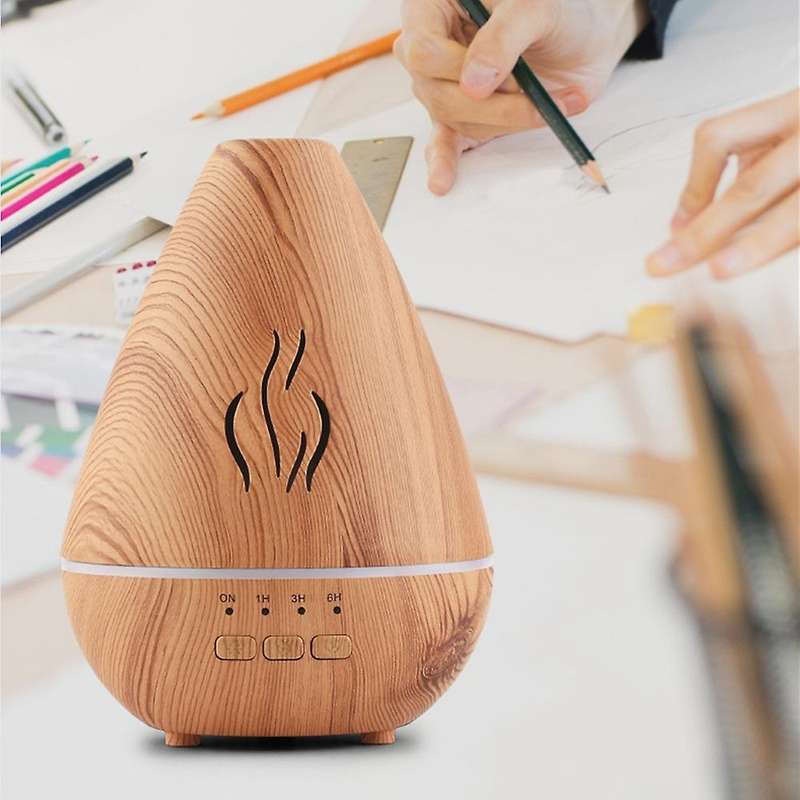 Electric Air Humidifier, Wood Grain Aroma Diffuser, Mini Sprayer with USB, LED Light