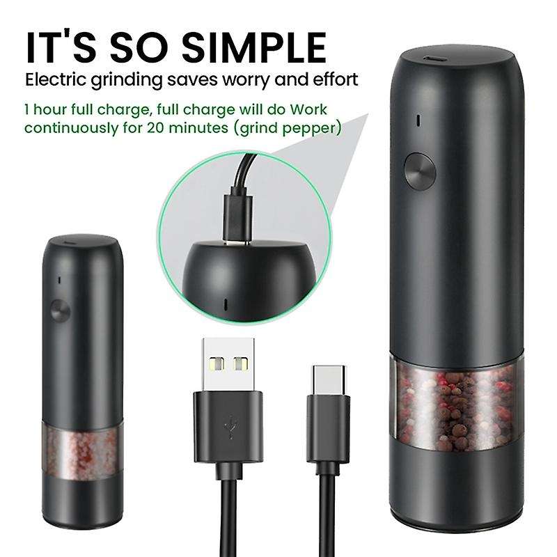 Electric Automatic Mill Pepper and Salt Grinder USB Charging Spice Salt Pepper Grinder Adjustable Co