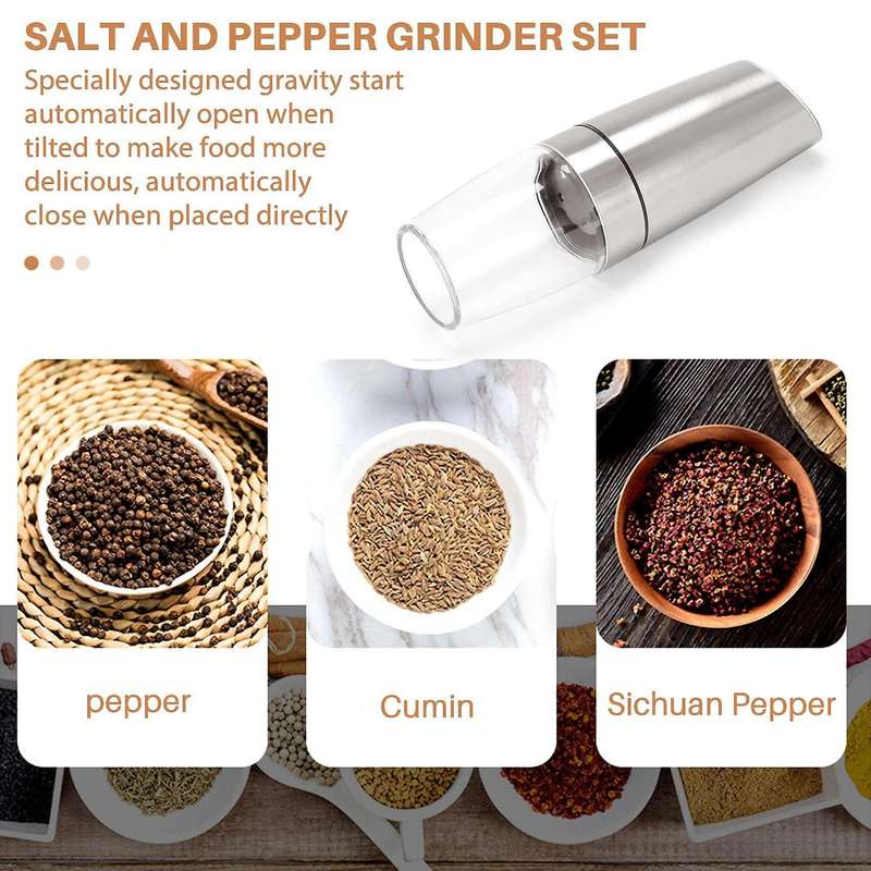 Electric Automatic Pepper and Salt Grinder Led Light Peper Spice Grain Mills Porcelain Grinding Cor
