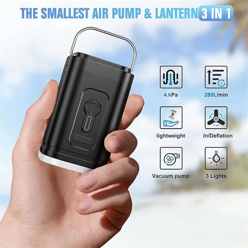 Electric Air Pump with Lights Wireless Air Compressor USB Charging Inflator/Deflator Pumps for Outdo