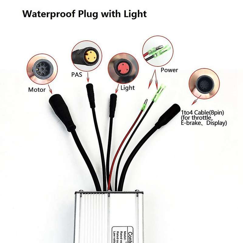 Electric Bicycle KT-22A Controller 36V/48V 9 Tube Squarewave Waterproof Connector Controller with Do