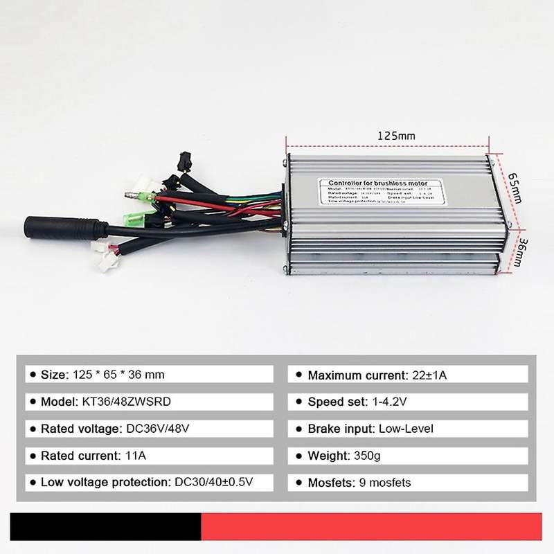 Electric Bicycle KT-22A Controller 36V/48V 9 Tube Squarewave Waterproof Connector Controller with Do