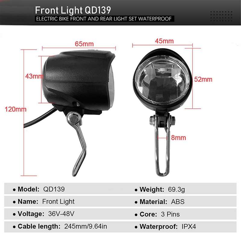 Electric Bike 36v-48v Front Light Rear Light Turn Signal Brake Light Dk15 Turn Horn Switch Ebike Acc