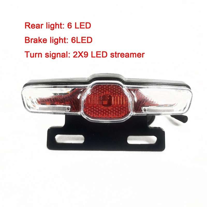 Electric Bicycle Tail Light with Turn Signal and Brake Light Compatible with 12-80v Brake Light for