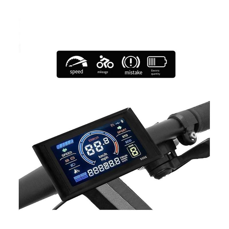 Electric Bike Display 24v-72v Waterproof Lcd Display S966 Electric Bike Controller Panel Dashboard,w