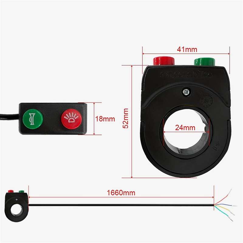 Electric Bicycle Switch Handlebar Headlight Horn Switch Throttle on OFF Button 12V for Scooters Ebik