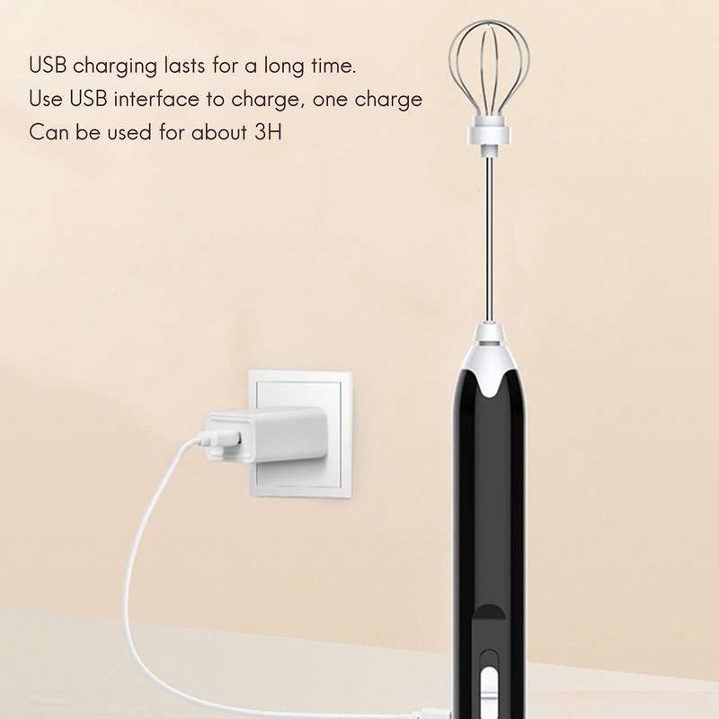 Electric Blender Mixer Egg Beater Coffee Milk Drink Food Whisk Stirrer Usb Rechargeable Hand Blende