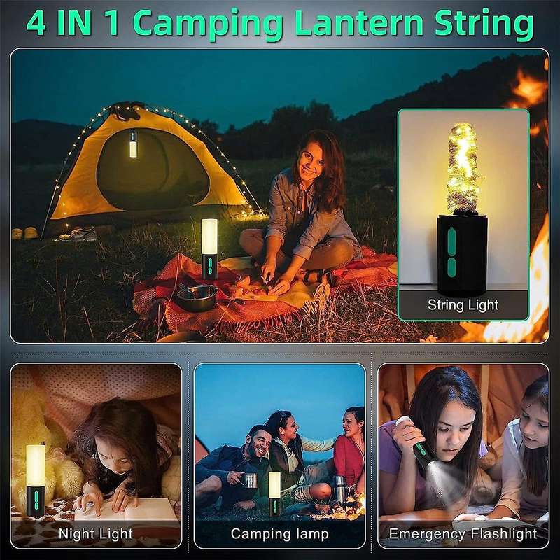 Electric Camping Light Chain,led Camping Lamp with 10m Light Chain,4000mah Camping Lantern,tent Lamp