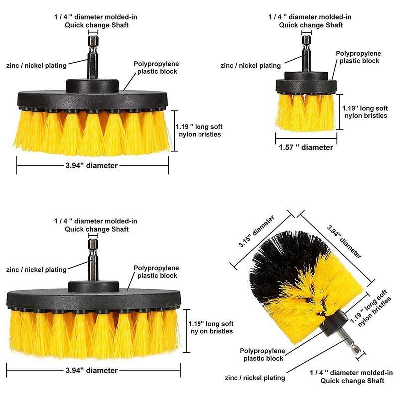 Electric Cleaning Brush Yellow 12-piece Brush Head Set Floor and Wall Cleaning and Polishing