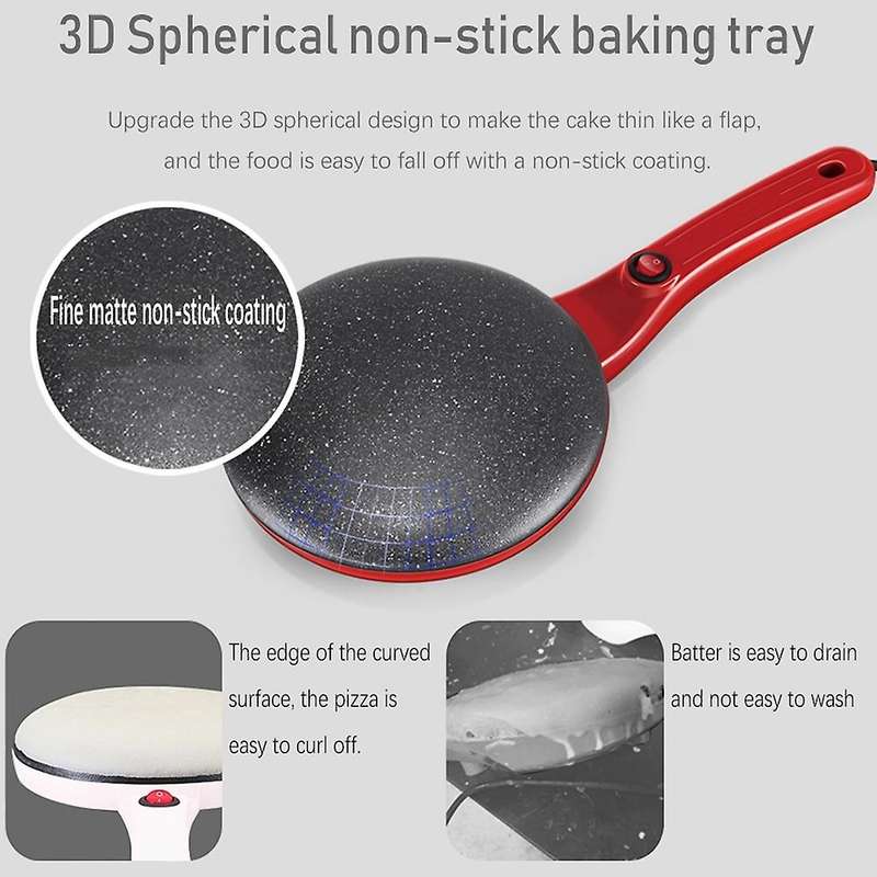 Electric Crepe Maker Machine Pancake Non-stick Griddle Baking Cake Machine Kitchen Cooking Pie Fryi