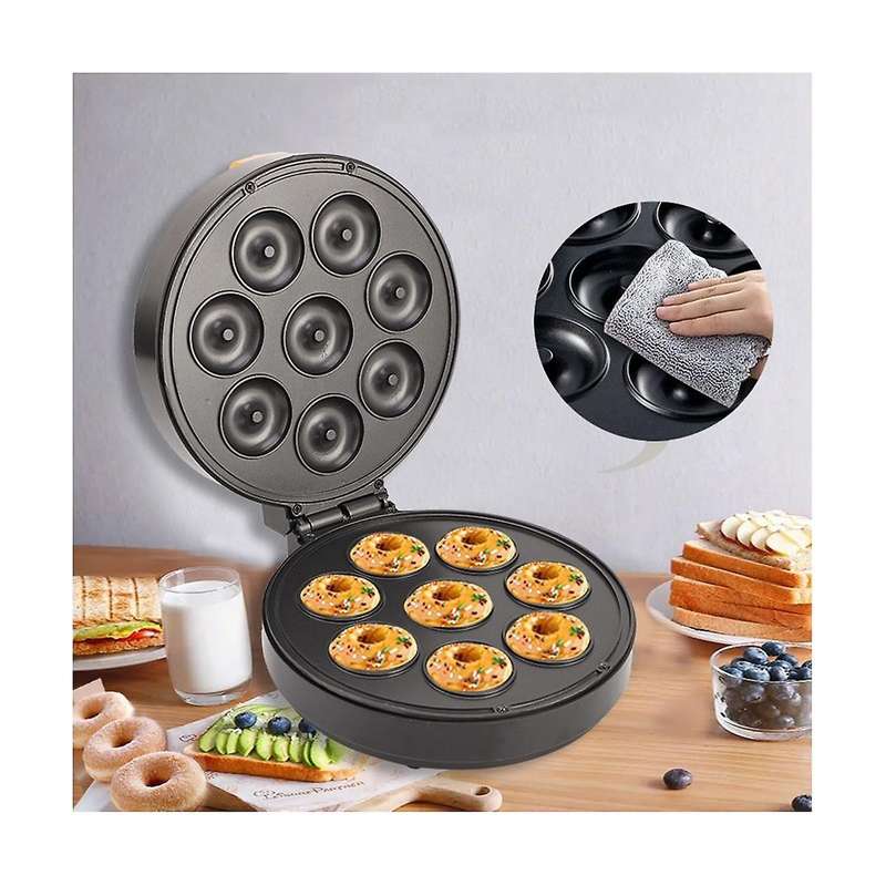 Electric Donut Maker 1400w Portable Breakfast Snacks Desserts Maker for Kids Non-stick Coated 8 Don