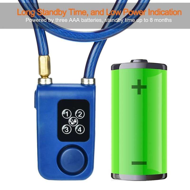 Electric Digital Door Lock with Wire Rope Waterproof Home Anti Theft Lock with 110Db Alarm for Door