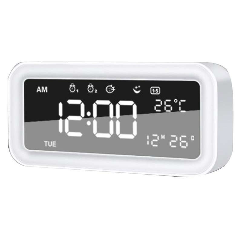 Electric Desktop Table Clock Electronic Alarm Digital LED Desk Clock,Multicolored Atmosphere Light A