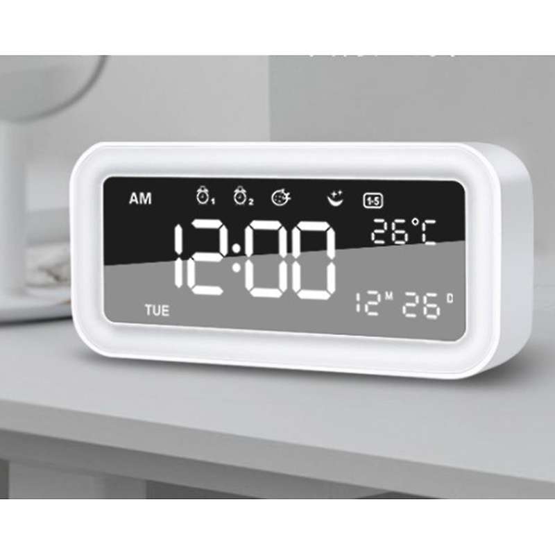 Electric Desktop Table Clock Electronic Alarm Digital LED Desk Clock,Multicolored Atmosphere Light A