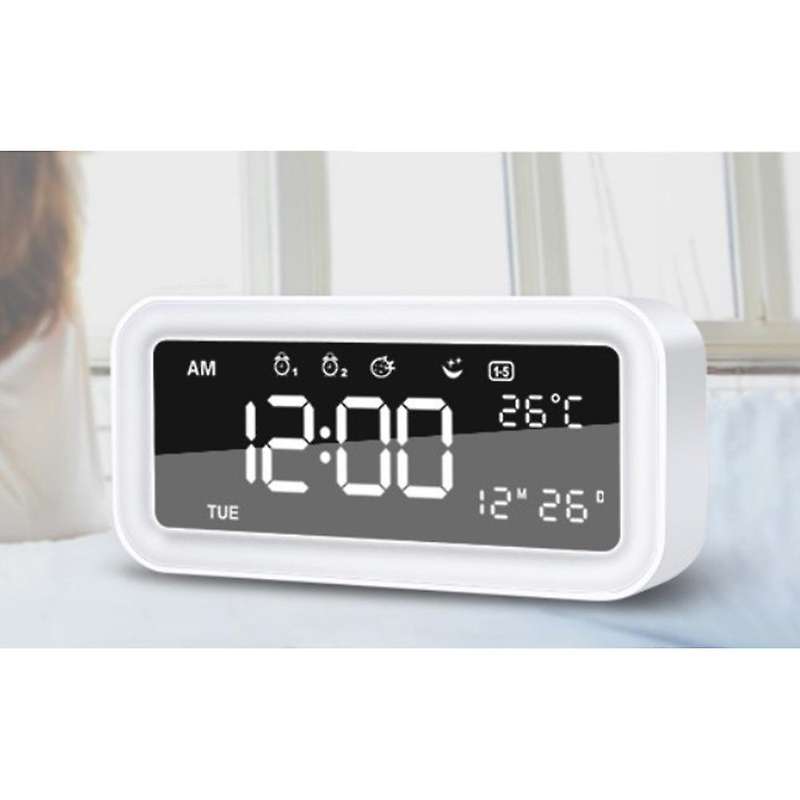 Electric Desktop Table Clock Electronic Alarm Digital LED Desk Clock,Multicolored Atmosphere Light A