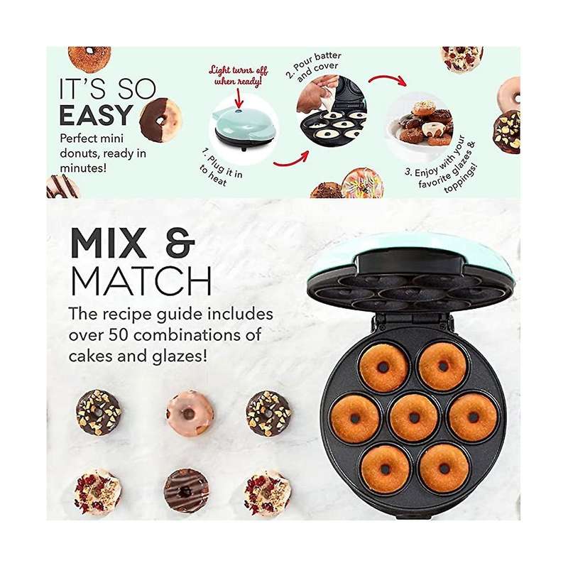 Electric Donut Maker Automatic Heating Egg Cake Bread Baking Machine 760w Kitchen Breakfast Makes 7
