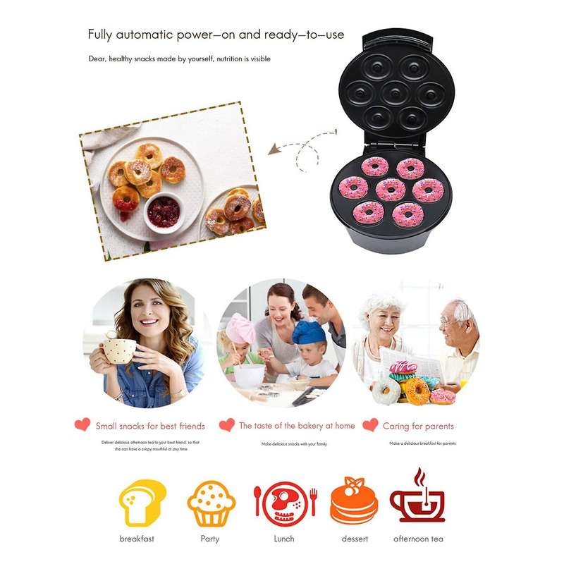 Electric Donut Maker Cooking Kitchen Appliances Bubble Egg Cake Oven Breakfast Machine Waffles Pot I