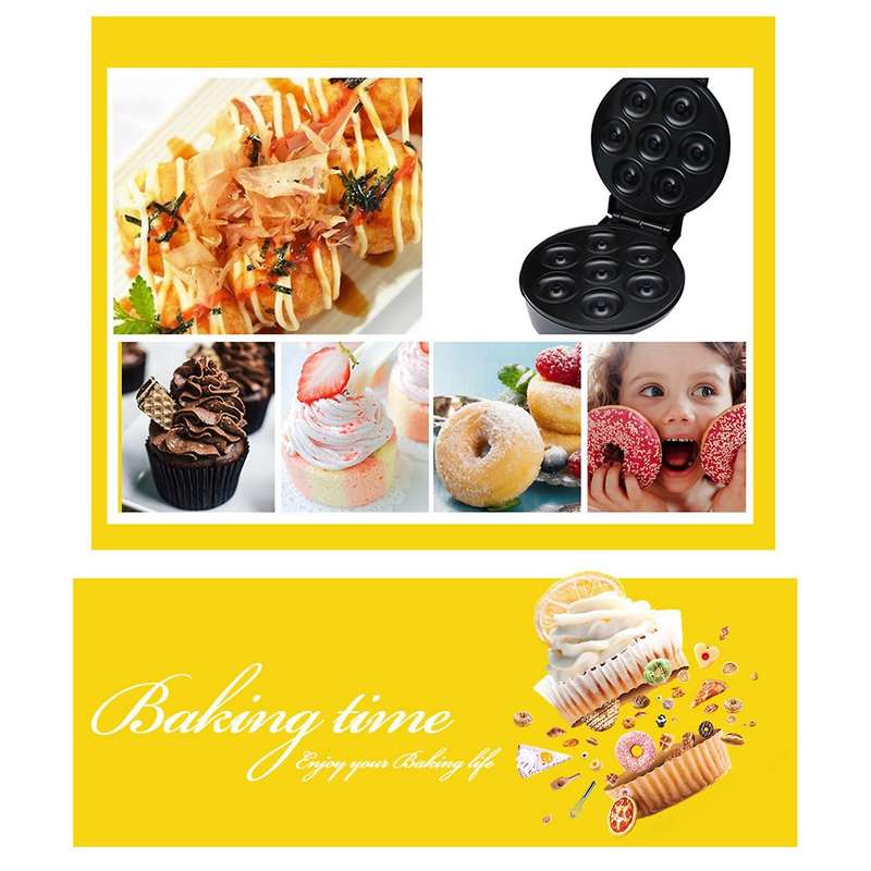 Electric Donut Maker Cooking Kitchen Appliances Bubble Egg Cake Oven Breakfast Machine Waffles Pot I