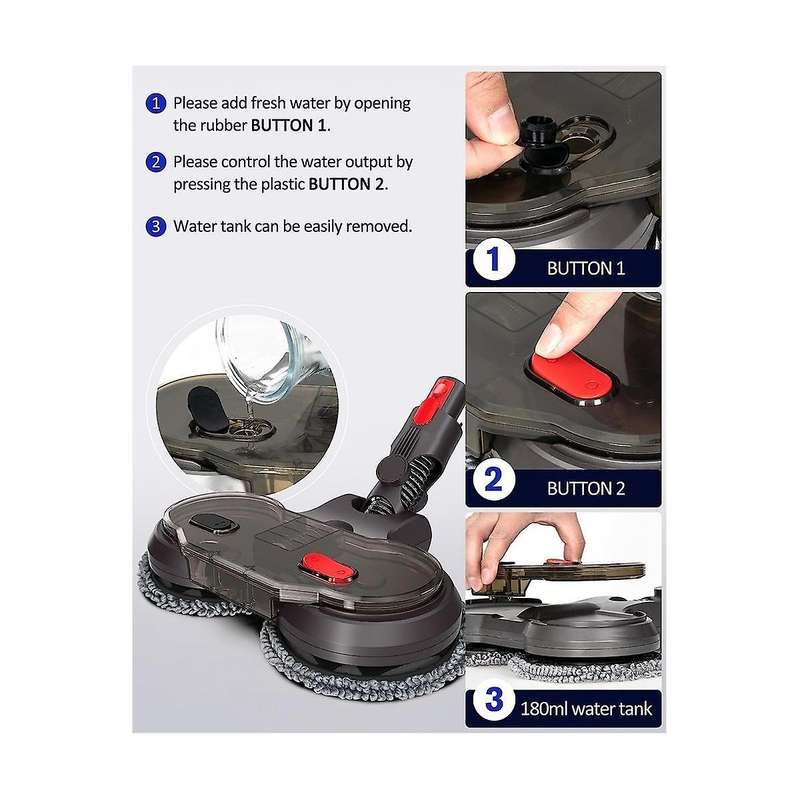 Electric Dry Wet Mopping Head for V15 V8 V7 V10 V11 Vacuum Cleaner, with Removable Water Tank, 6 Mo