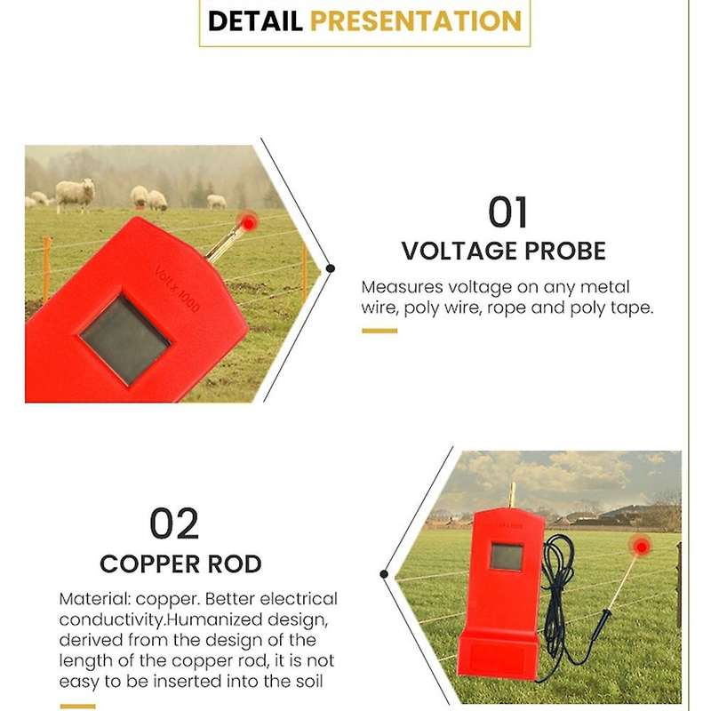 Electric Fence Digital Voltage Tester with LCD Display,Useful Voltage Testing Tool 15KV,Ranch Fence